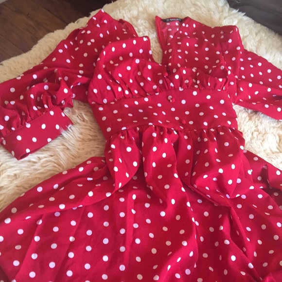 Red with white polka dot Dress - Picture 3 of 7